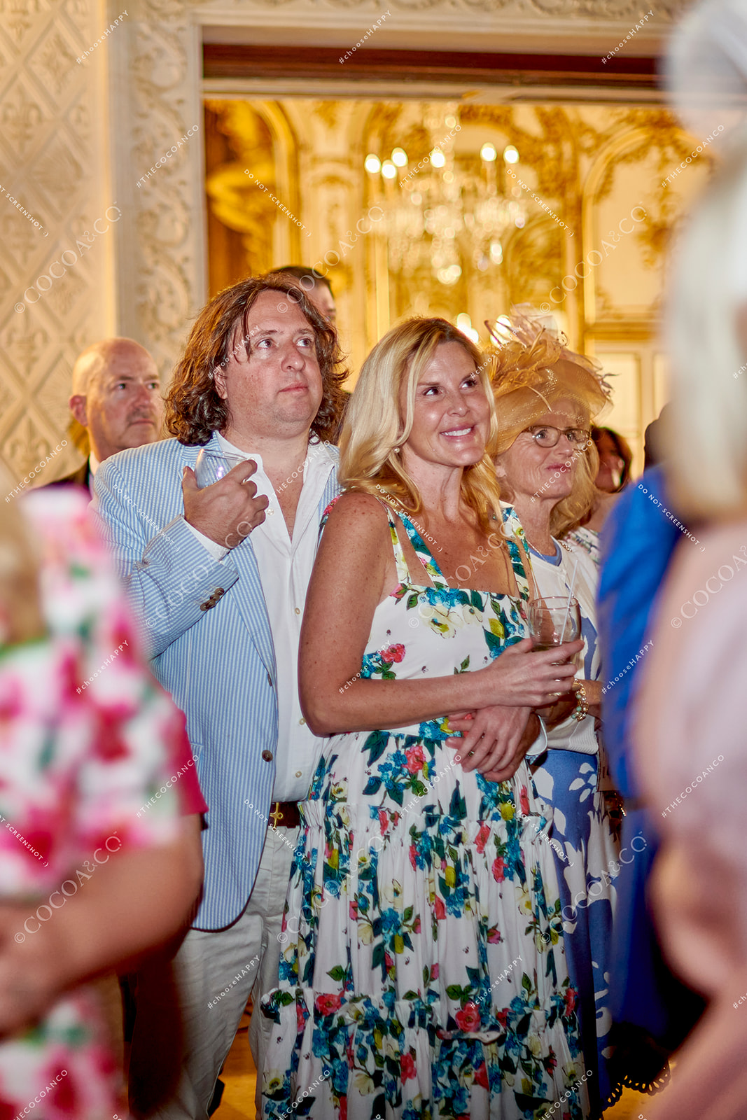 Event guests in Ochre Court Mansion in Newport, RI at Star Kids' 2023 Kentucky Derby Gala captured by Cocoa & Co 