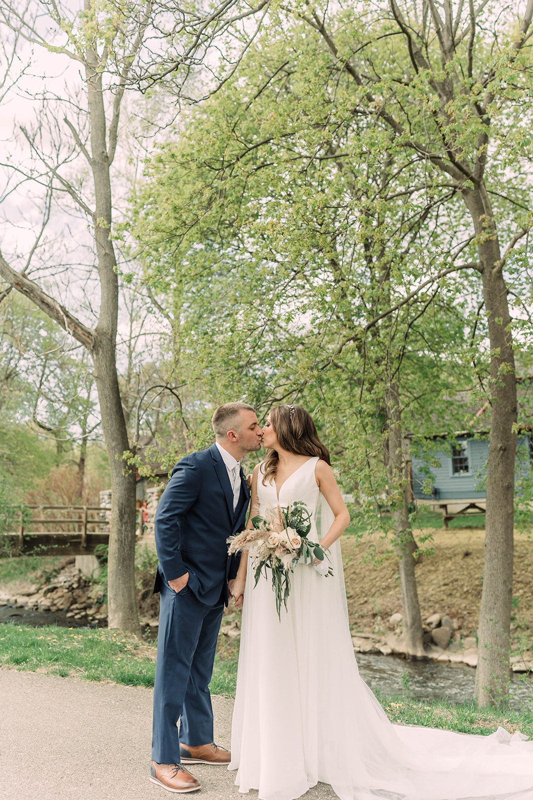 Bride and Groom portraits at Mill Race Village