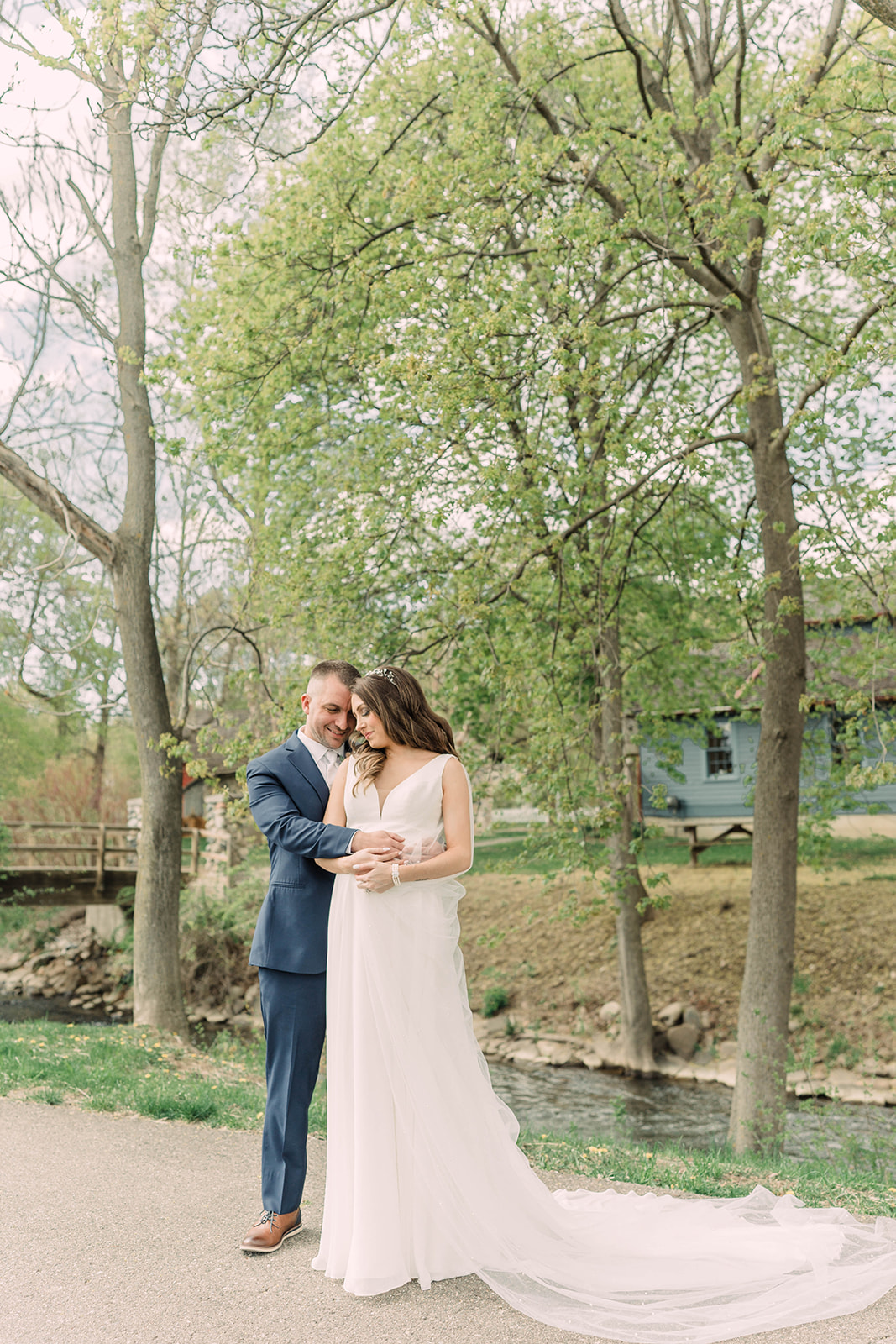 Bride and Groom portraits at Mill Race Village