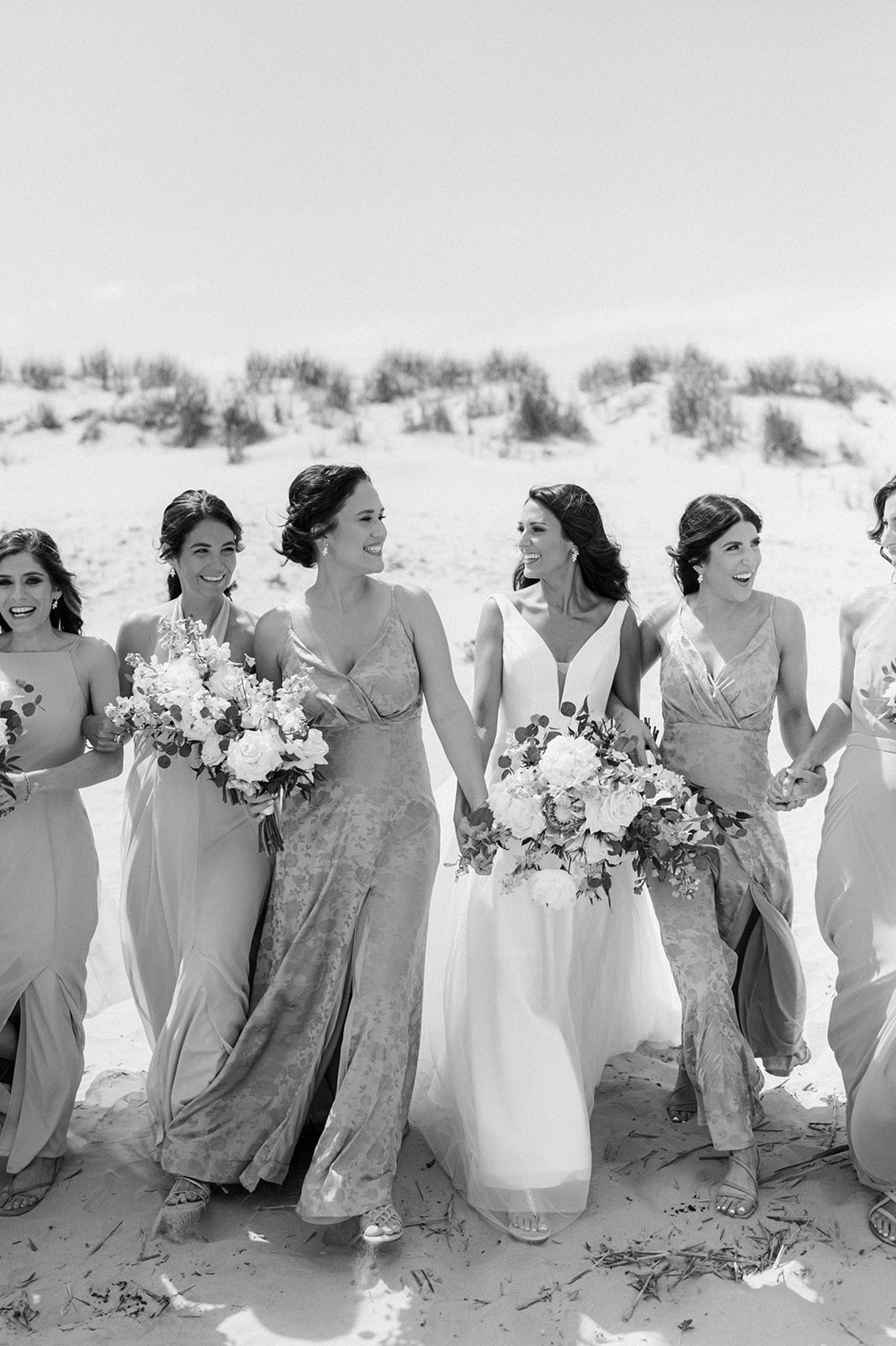 Bridal party beach portraits at Icona Avalon Wedding