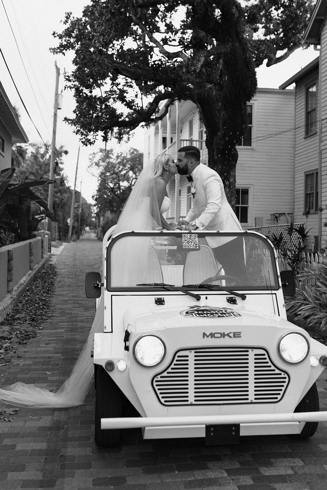 b&w bridal portraits Downtown St Augustine Old Hollywood Wedding vintage aesthetic vibes