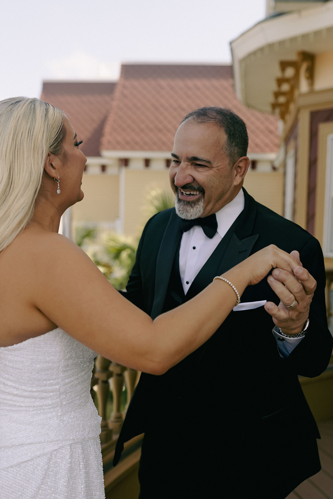 father and daughter first look St Augustine Florida Old Hollywood vintage wedding