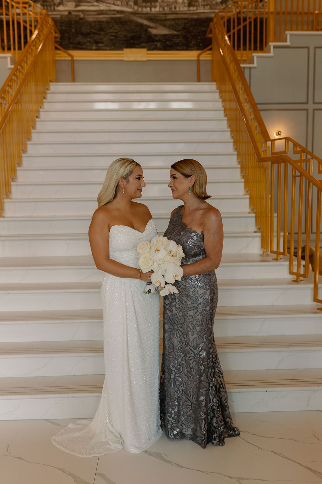 mother and daughter portrait Downtown St Augustine Old Hollywood Wedding vintage aesthetic vibes