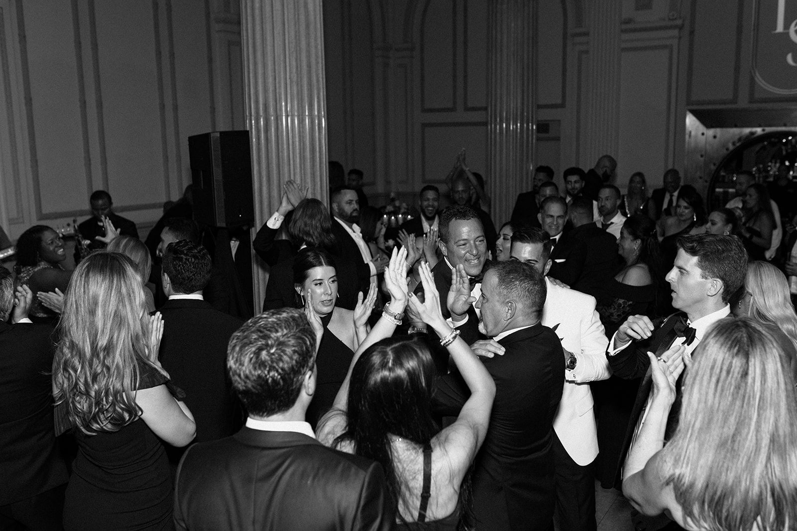newlywed couples dancing at the party Old Hollywood wedding at the Treasury in St Augustine FL