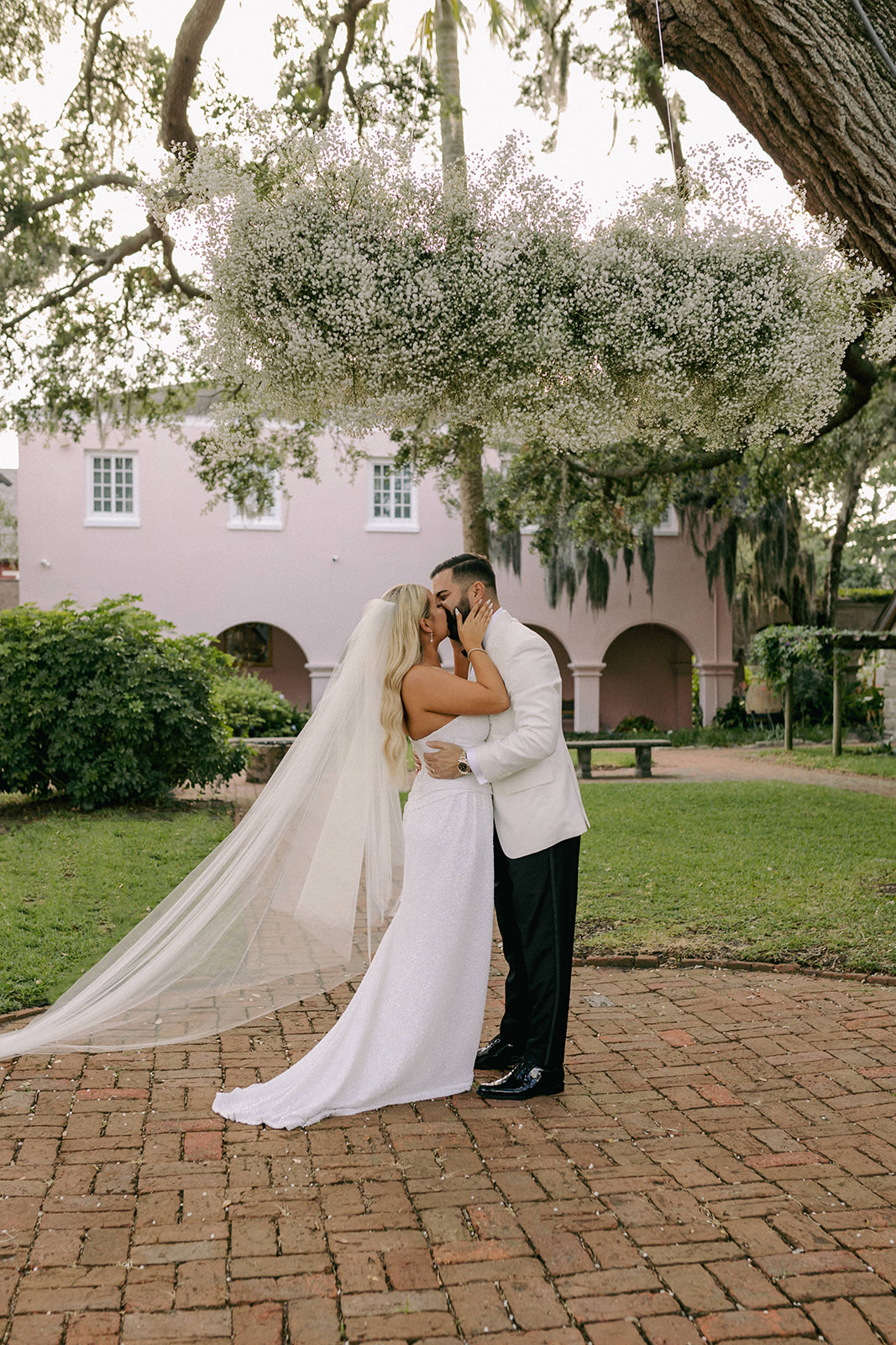 newlywed couples first kiss Oldest House wedding ceremony in St Augustine FL