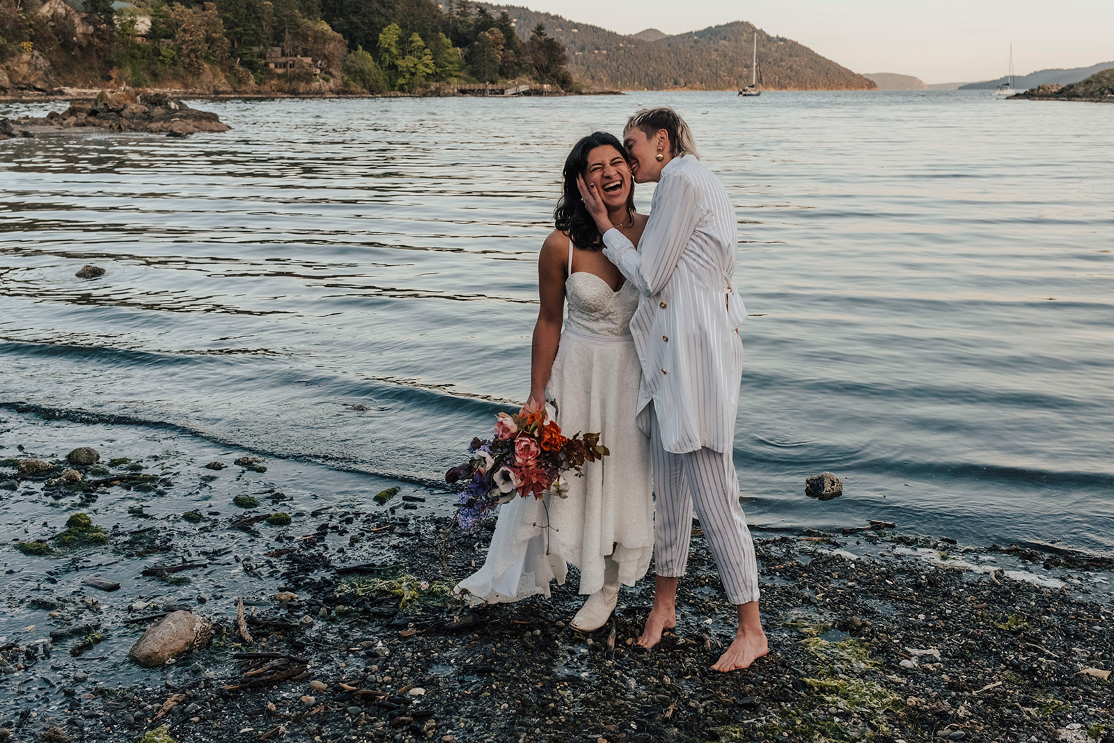 Intimate Elopement at Outlook Inn on Orcas Island. Eastsound Wedding in the San Juan Islands. Indian Island Orcas vortex