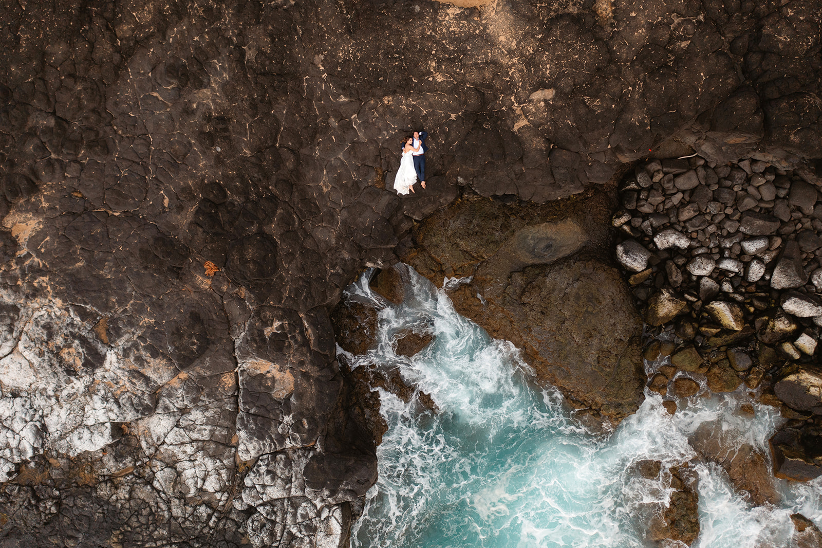 adventurous Kauai elopement drone photography