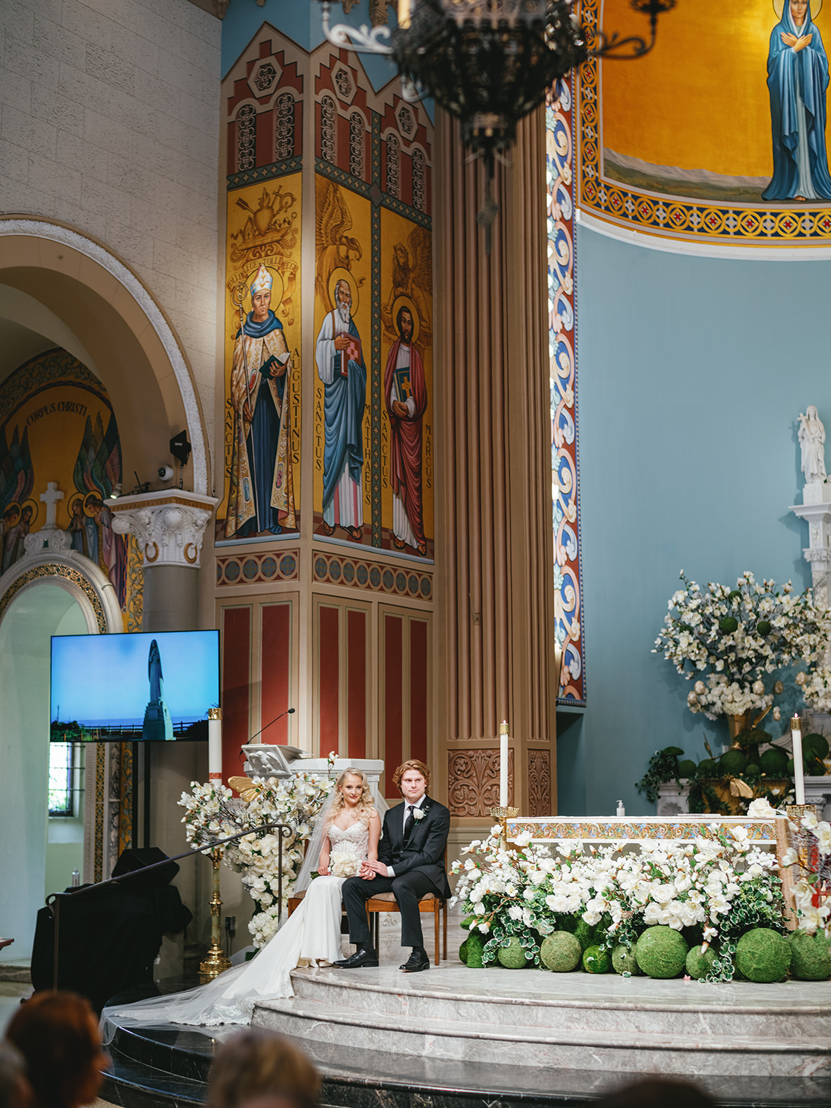 Catholic Wedding Ceremony at St. Monica Catholic Church in Santa Monica, California.