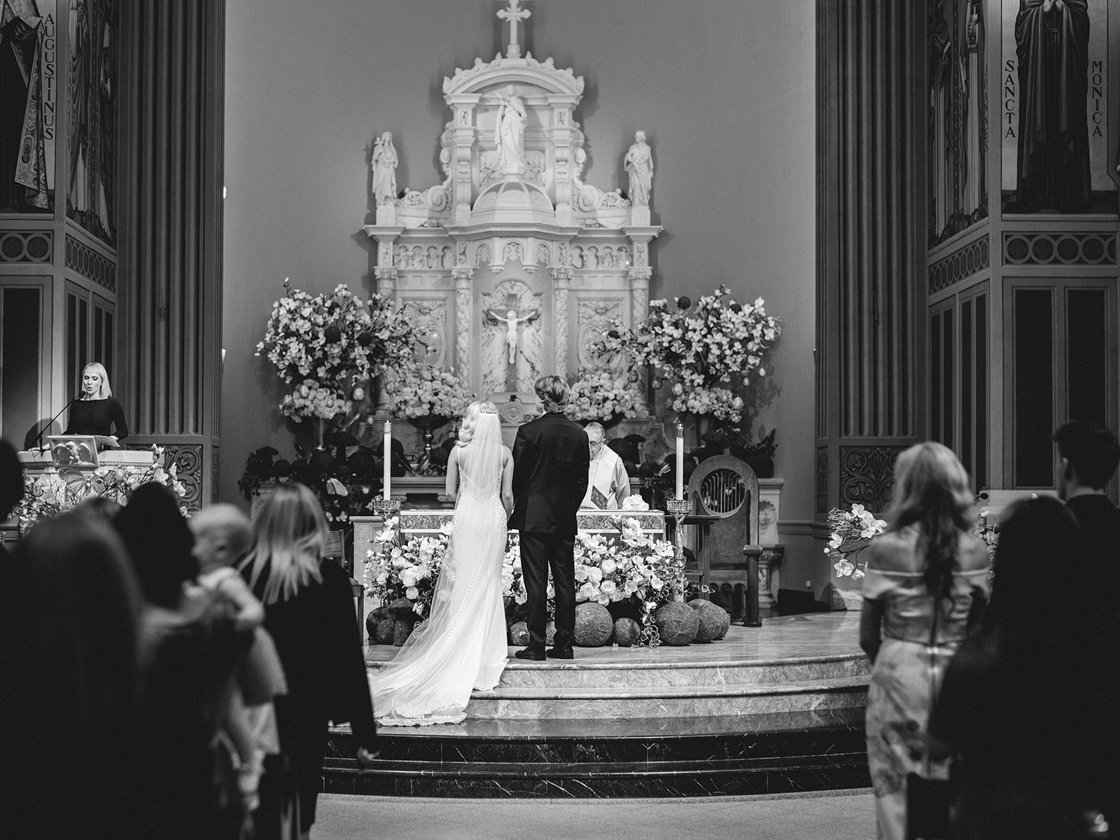 Catholic Wedding Ceremony at St. Monica Catholic Church in Santa Monica, California.