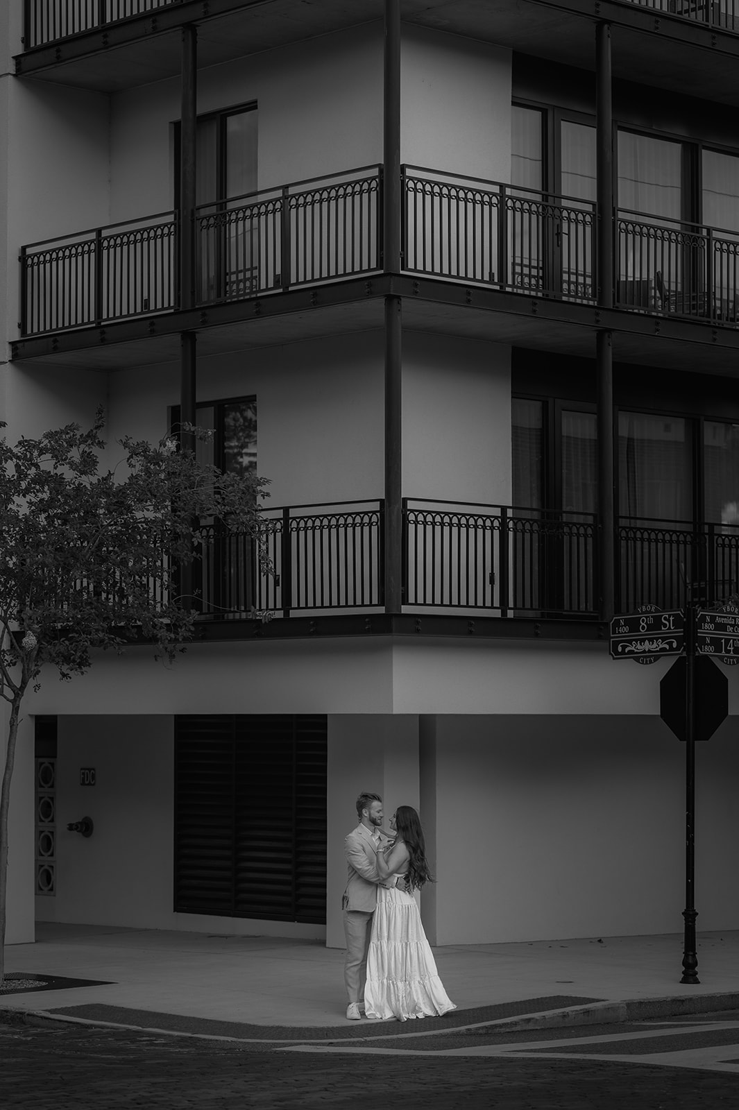"Historic streets of Ybor City serving as a perfect backdrop for engagement photos"

