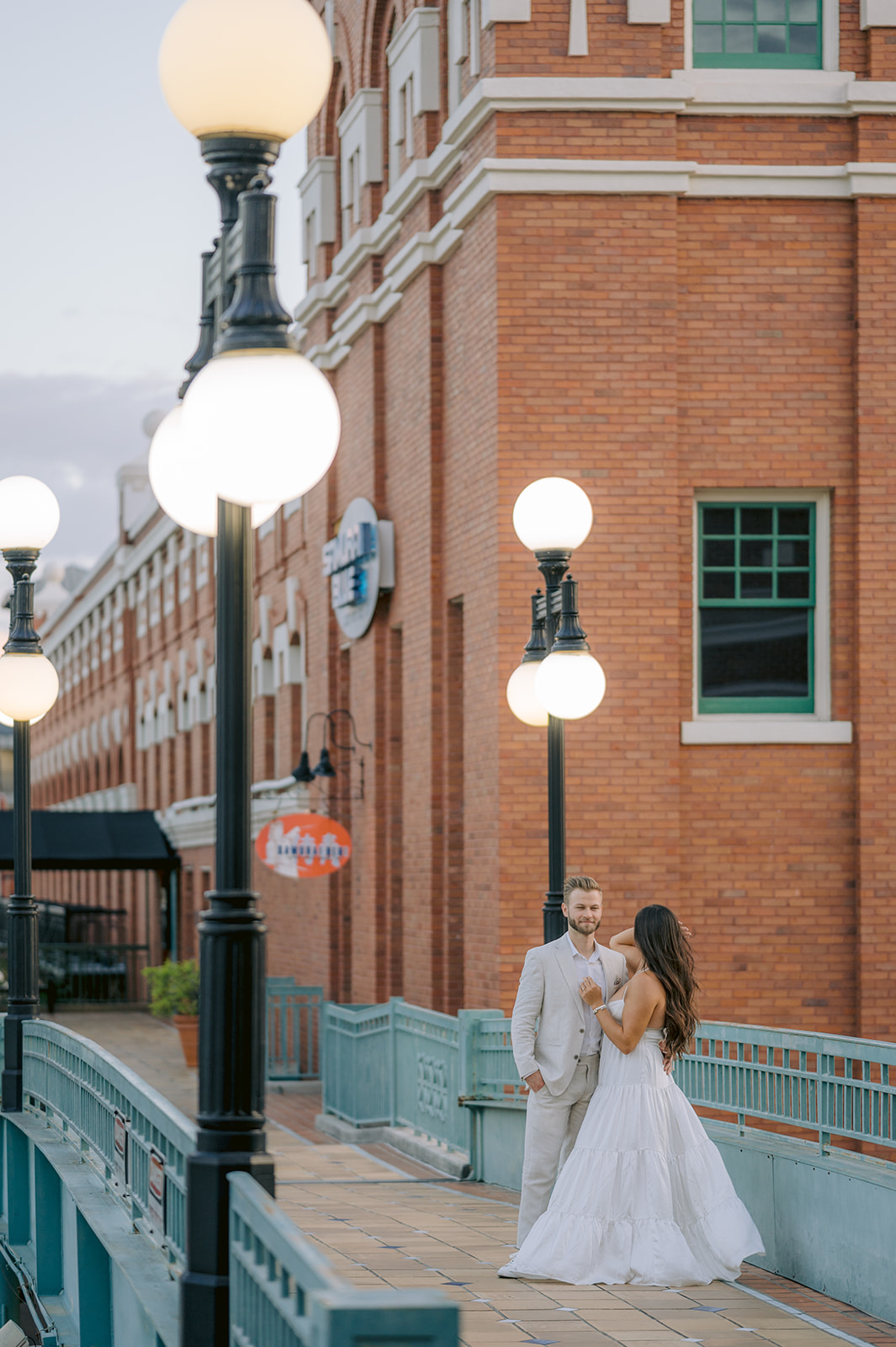 "Romantic glance shared between Hailey and Jeff in Ybor City, Tampa"
