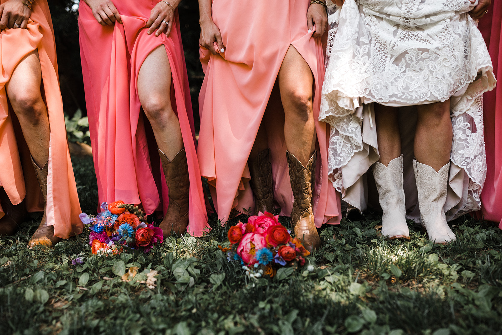 Bridesmaids in Cowboy boots in Chester County, PA