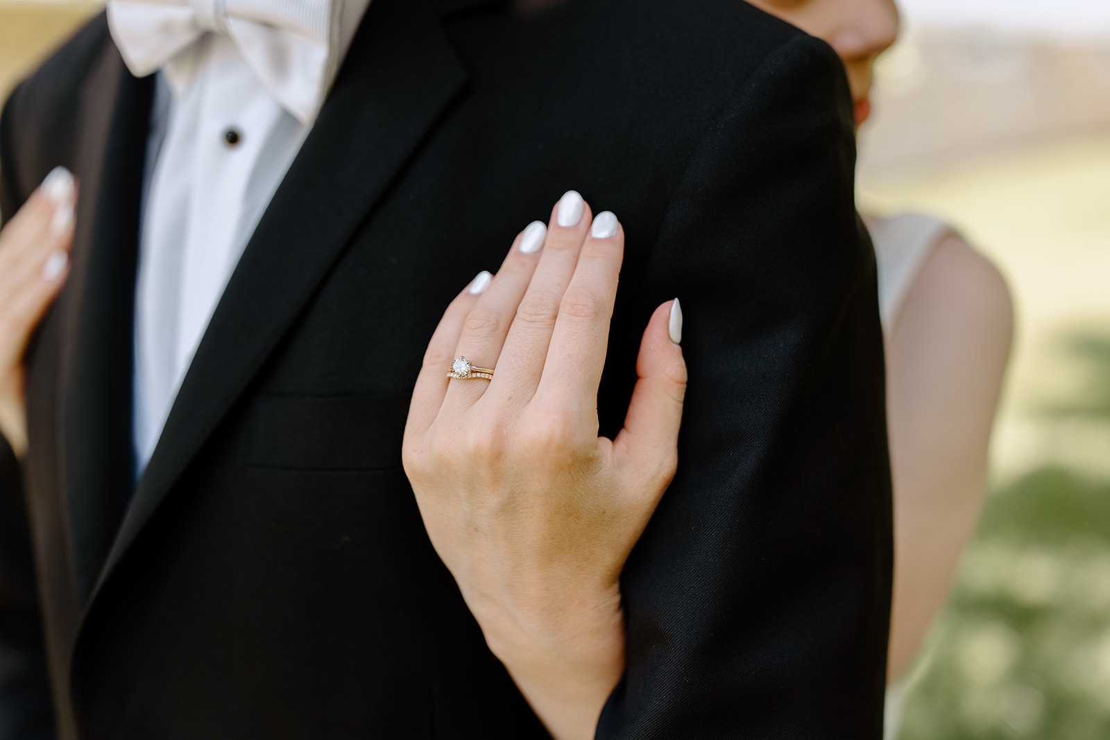 Close up of bride's hand and ring