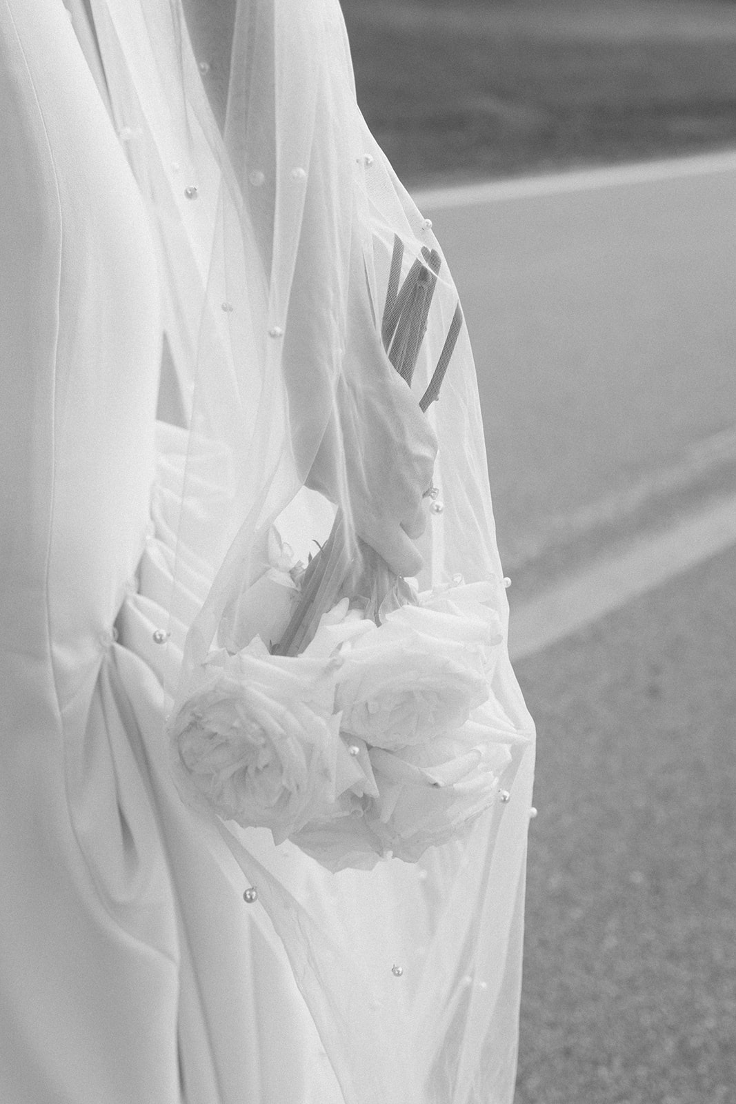 Bouquet underneath a veil