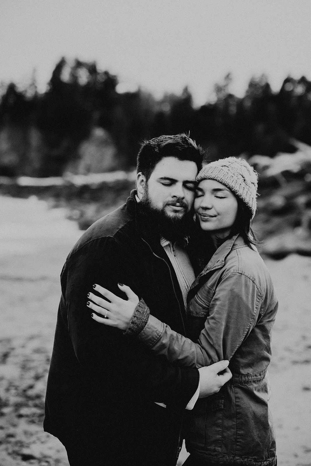 Intimate moments shared by the sea during La Push Beach engagement session