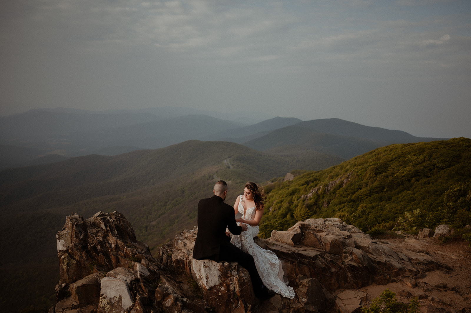 A June sunset hiking elopement on Stony Man Summit in Shenandoah National Park