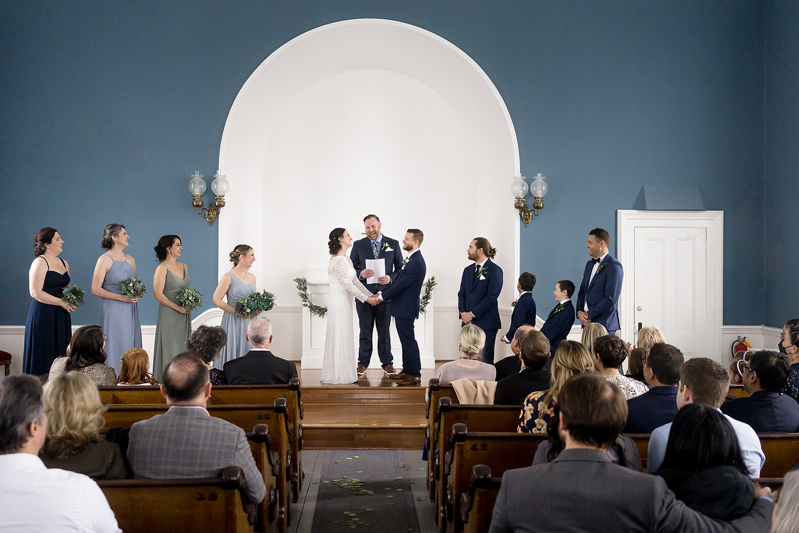 wedding ceremony at st. johns church in port gamble