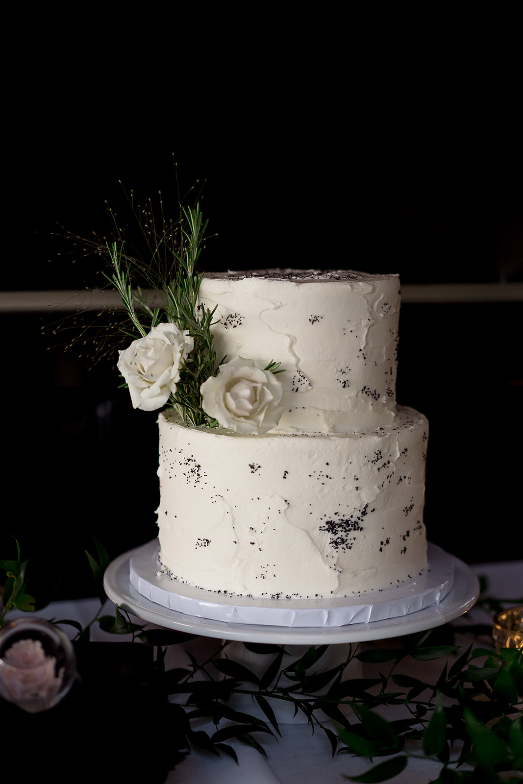wedding cake display at Olympic Rooftop Pavilion Wedding reception