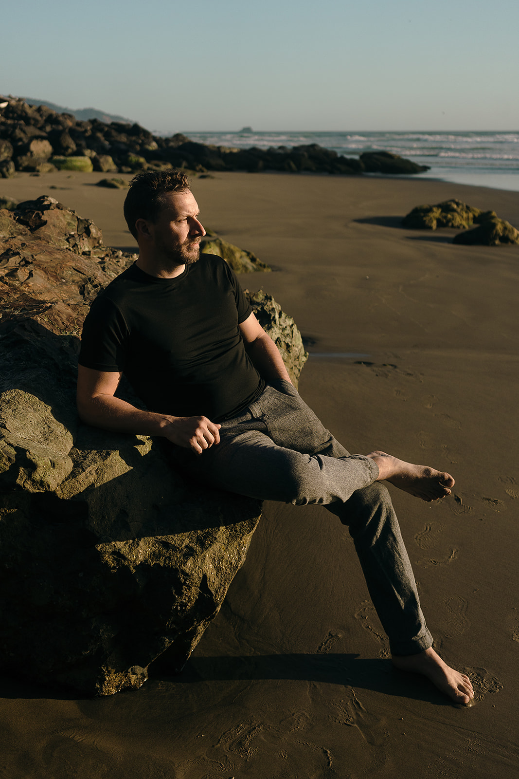 male portrait at hidden beach on the Oregon Coast