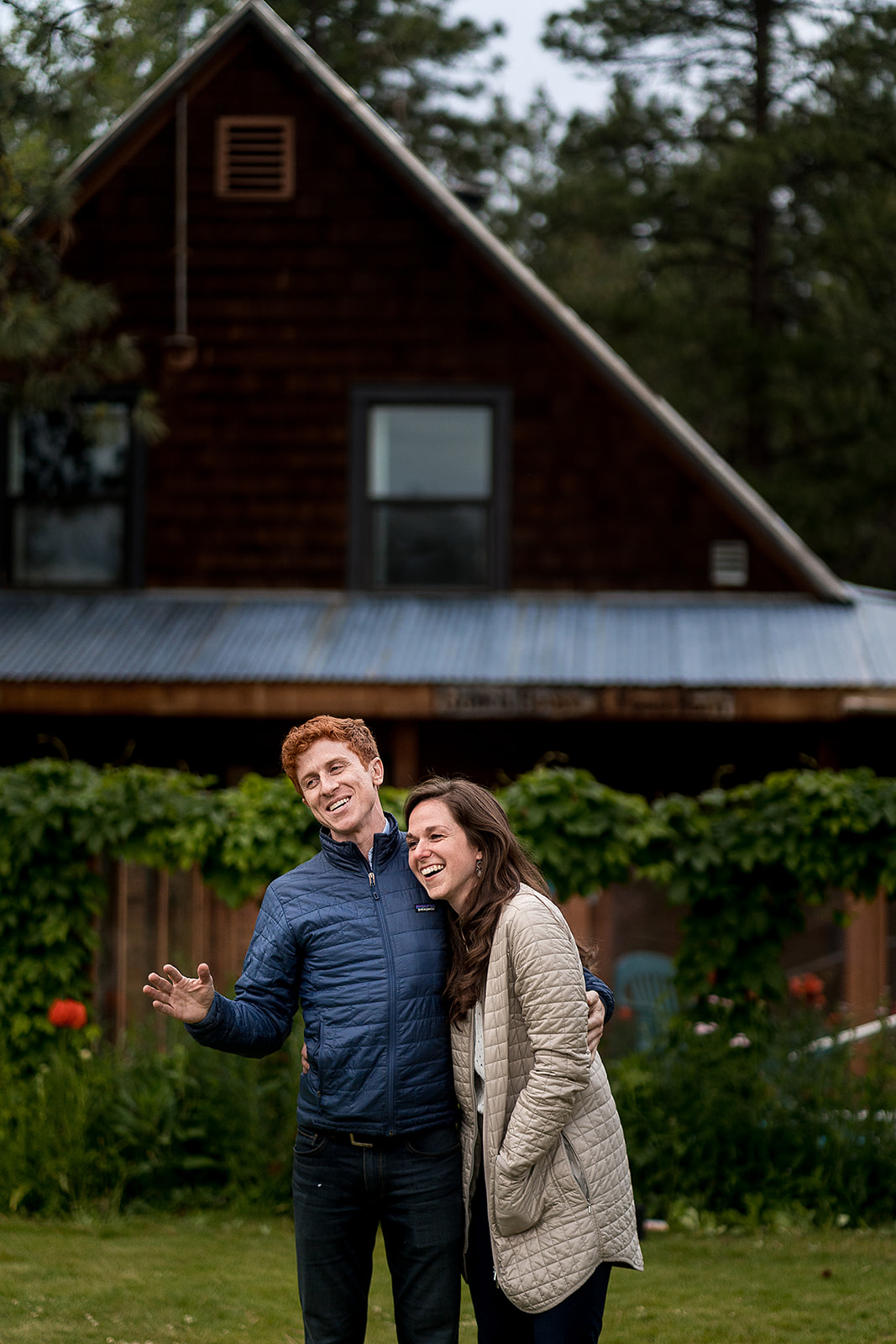 bride and groom give welcome speech at Mazama Ranch House Wedding rehearsal dinner