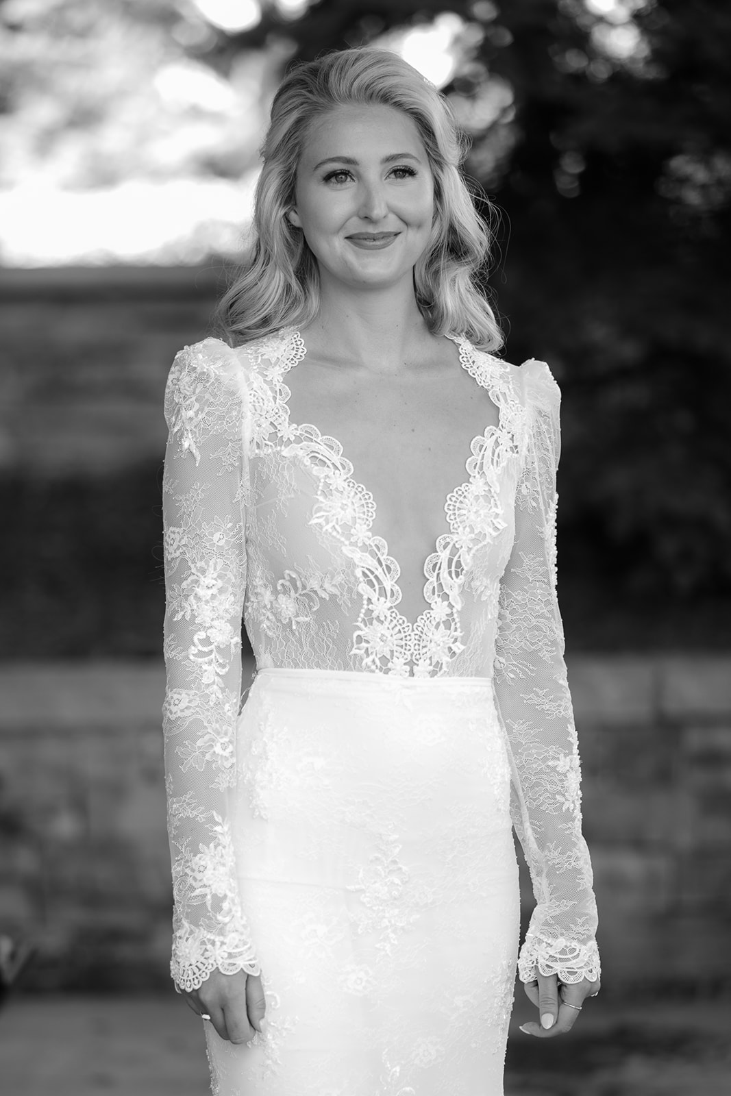 Stunning blonde bride in a Dress from LWD Boutique in Denver, Colorado.