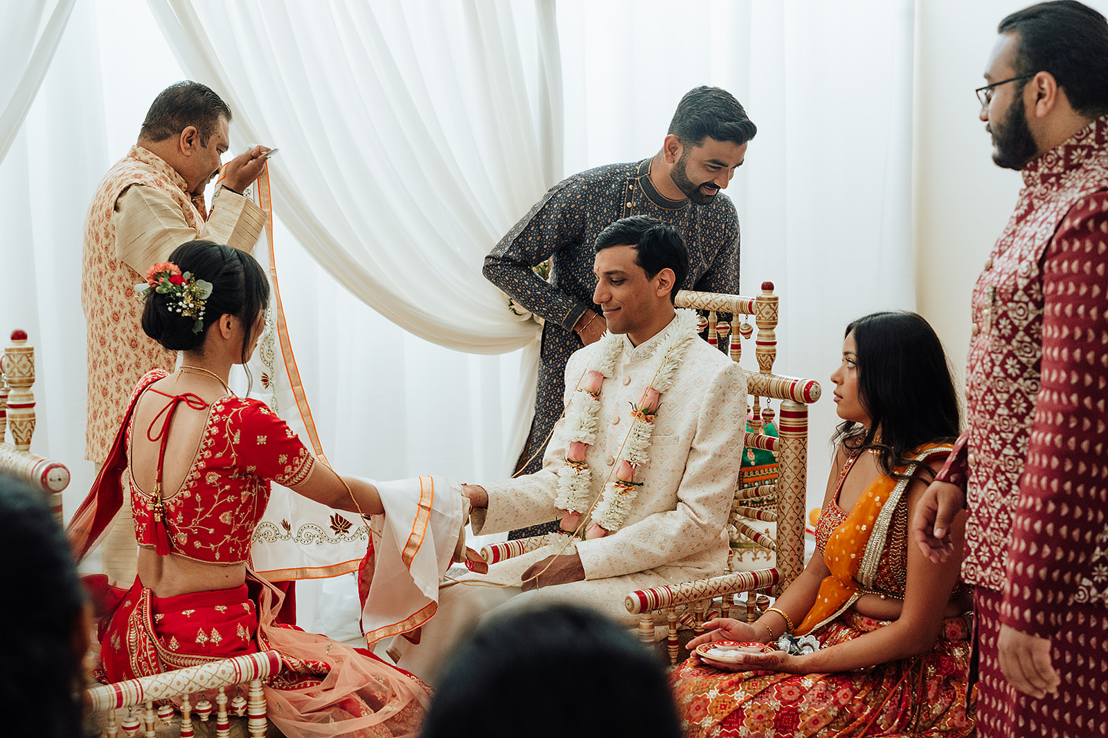 Orange county Indian wedding photography with traditional rituals wedding flowers bride groom  