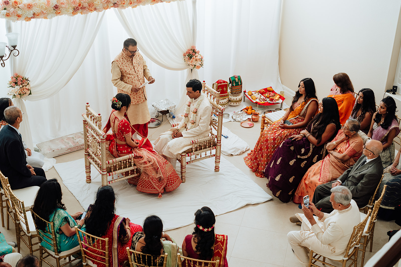 Orange county Indian wedding photography with traditional rituals wedding flowers bride groom  