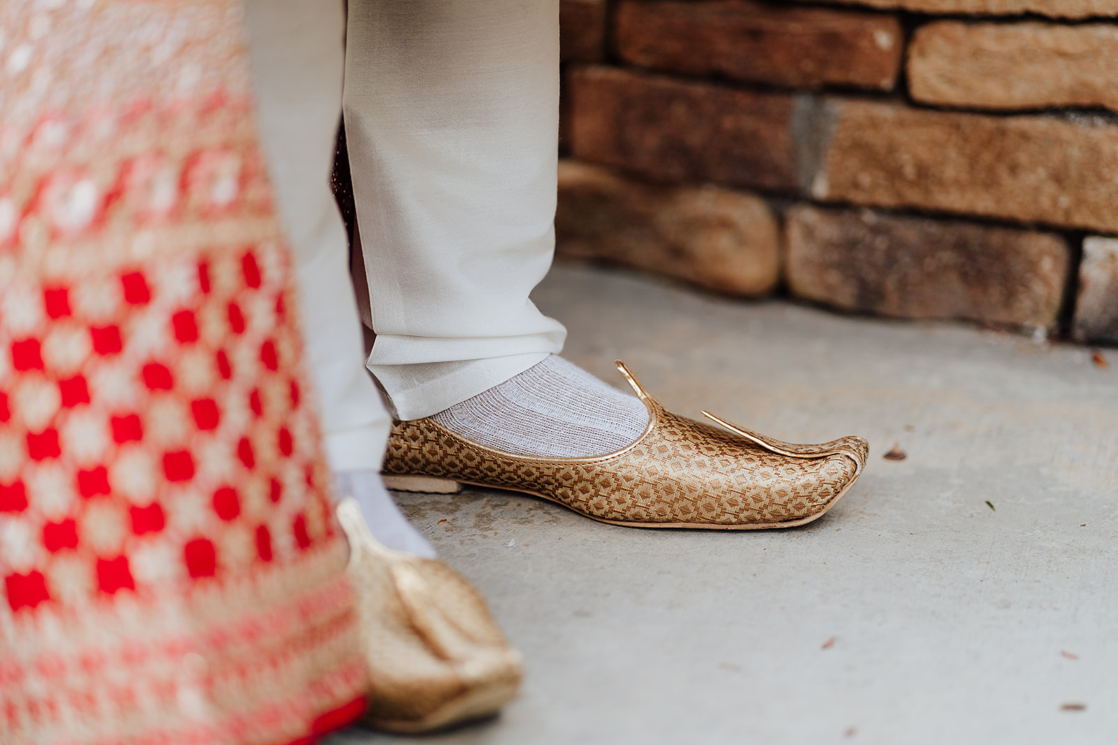 Indian wedding grooms gold loafers in Orange County California