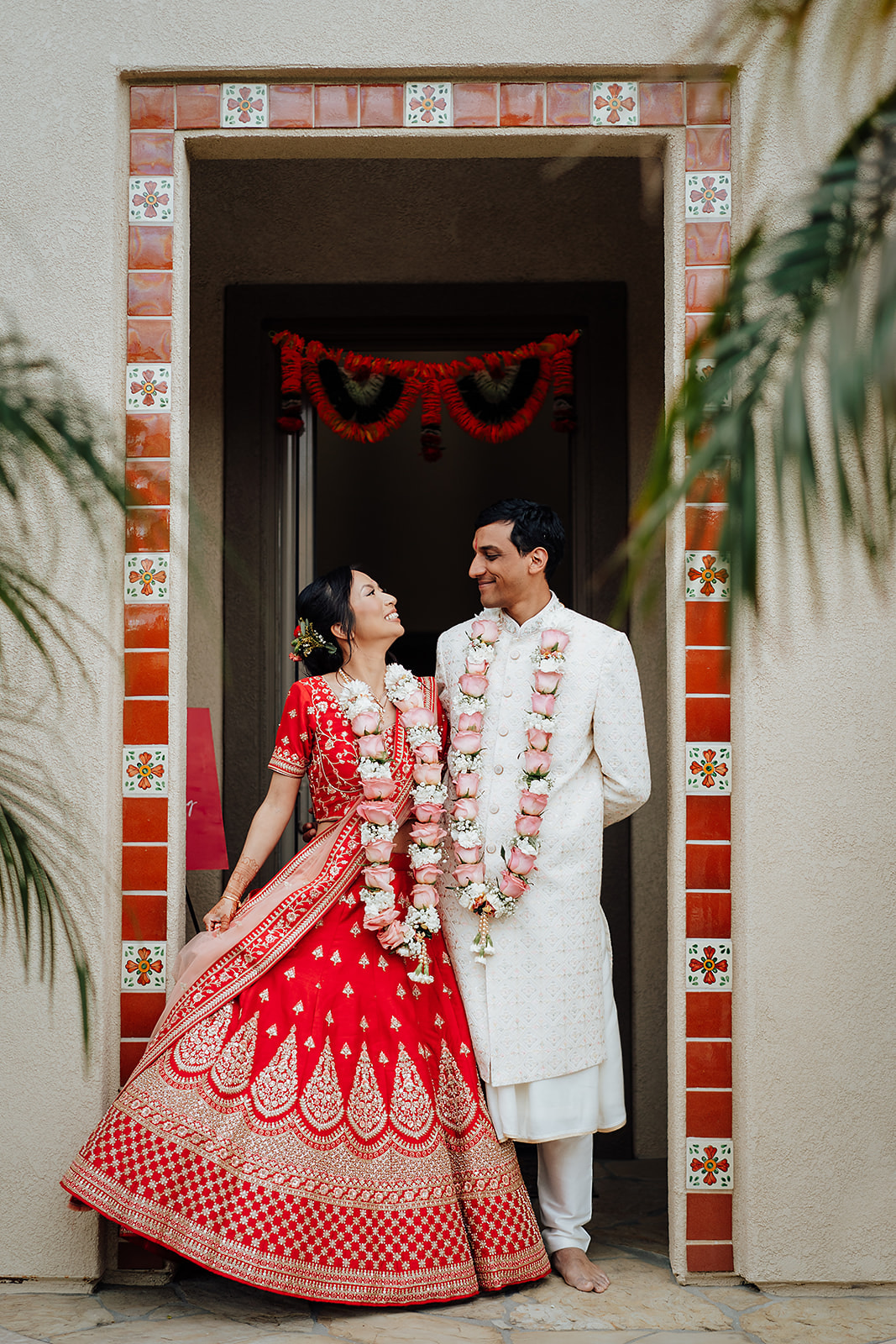 An Indian couple celebrating their intimate wedding in Orange County California