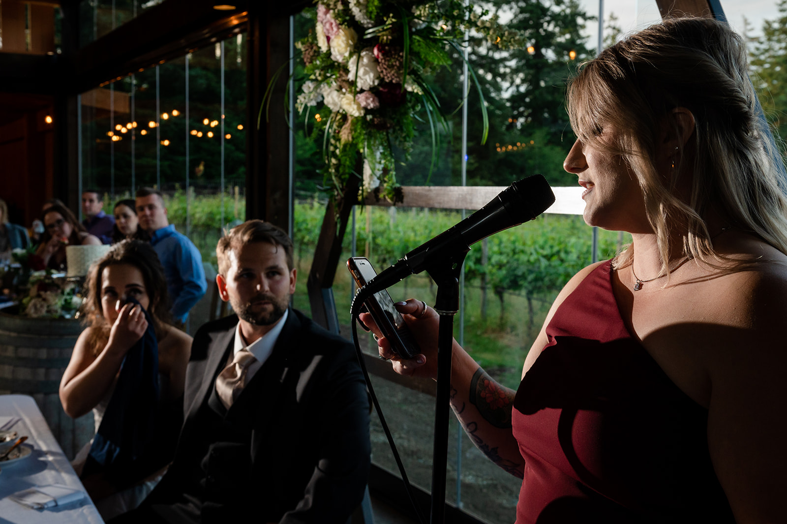 Wedding reception  at 40 Knots Winery on Vancouver Island