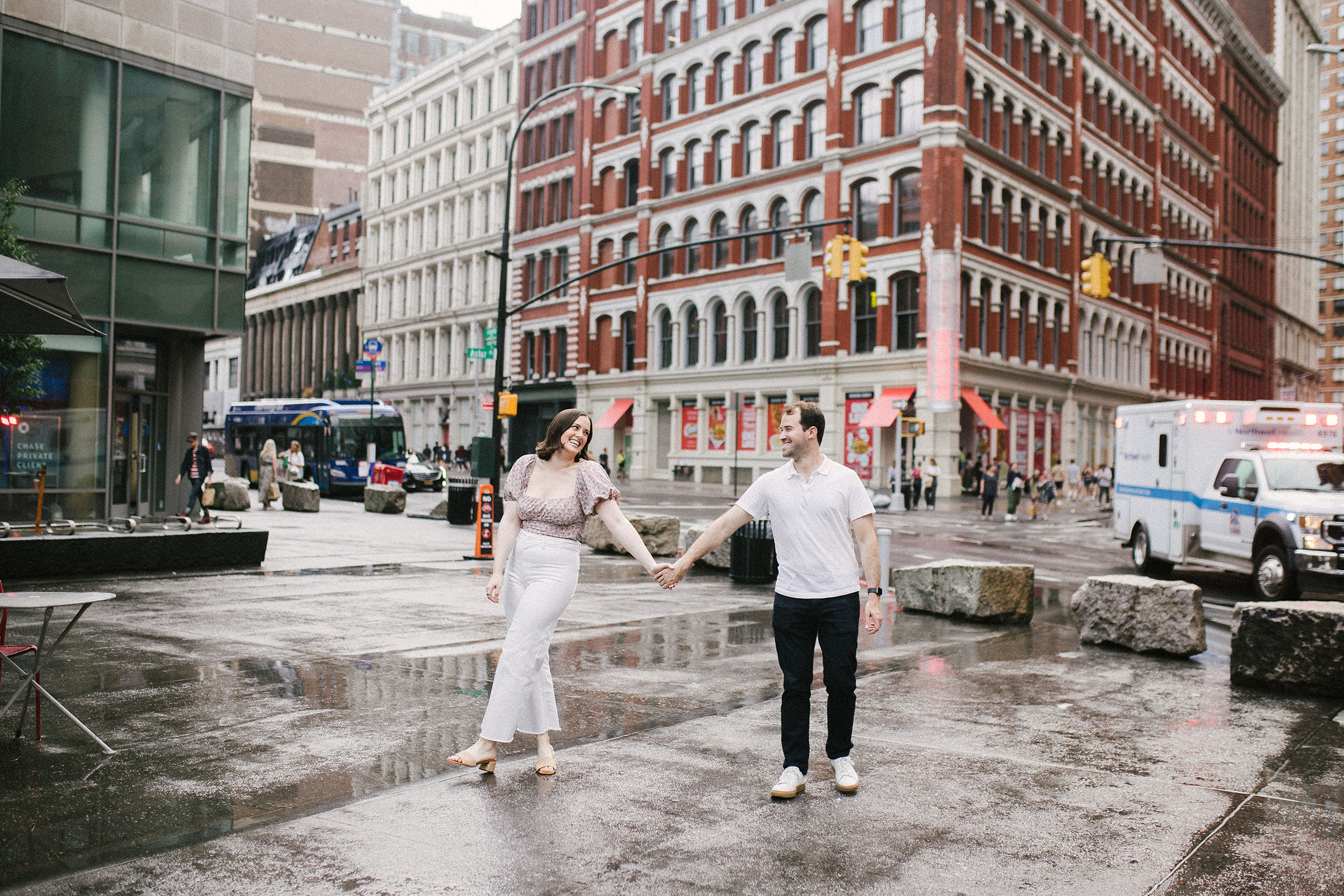 Couple engagement session in Astor place