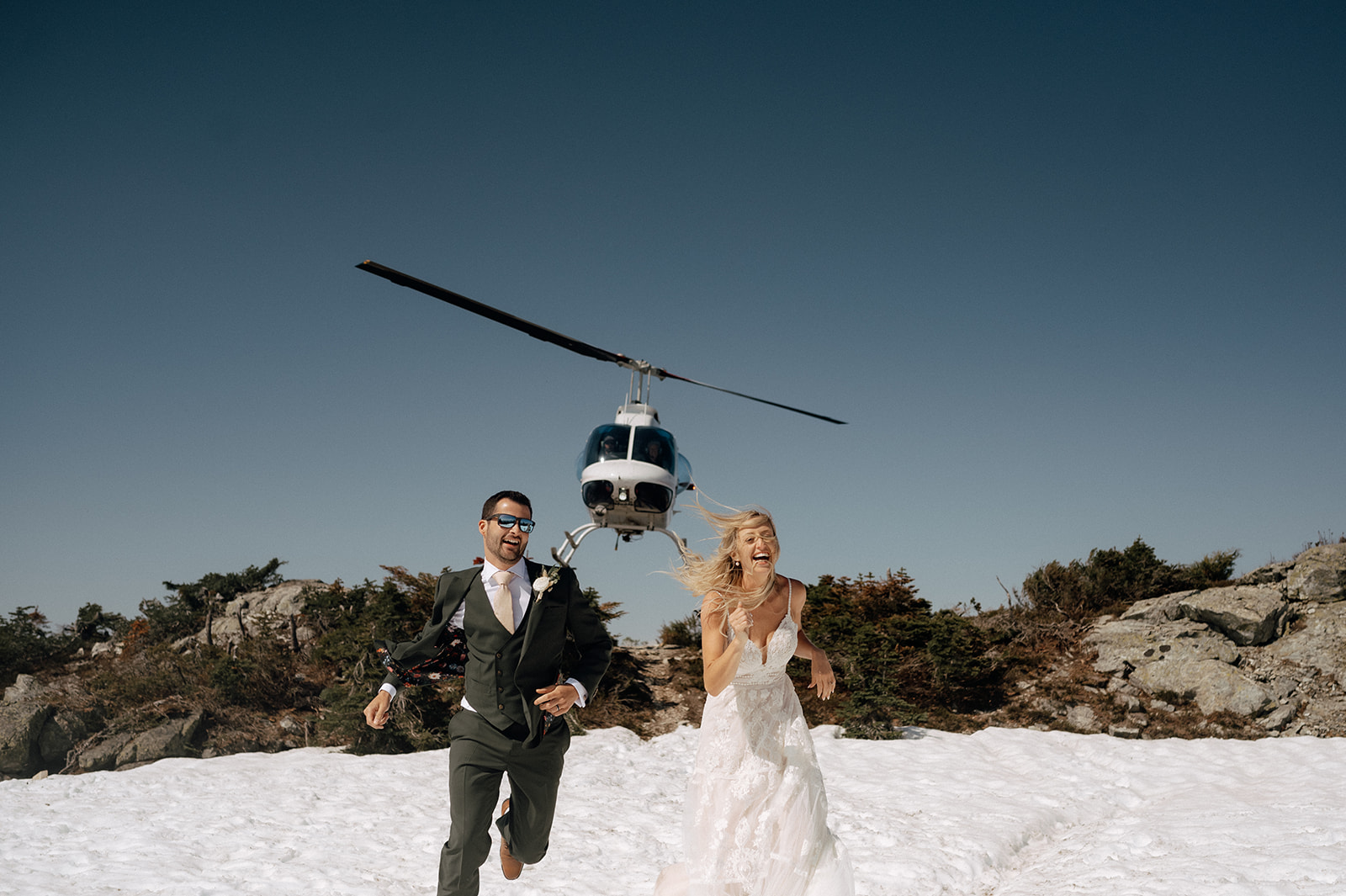 couple elopes in small ceremony via helicopter in the fraser valley BC