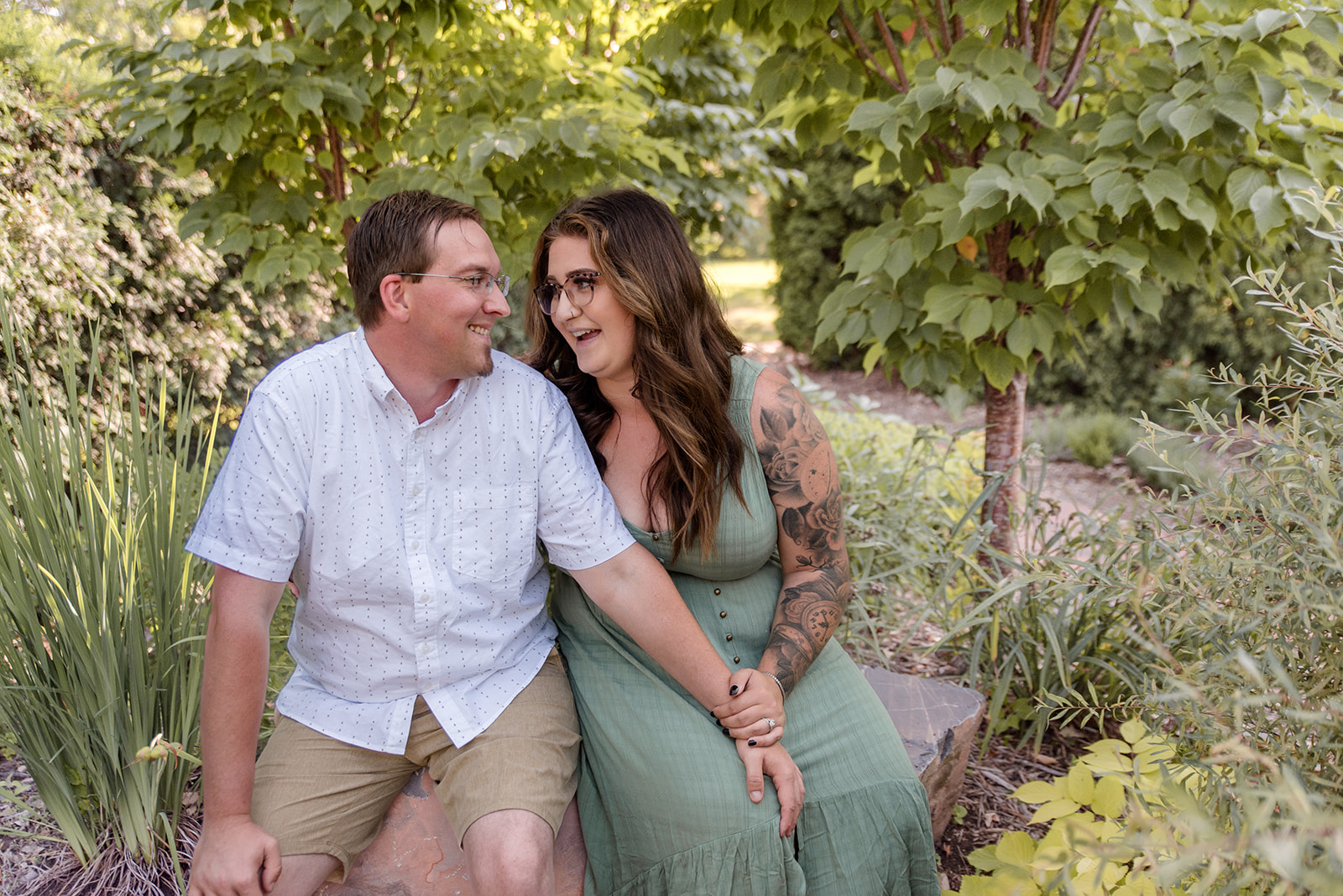 Spring Edina MN engagement session in a garden
