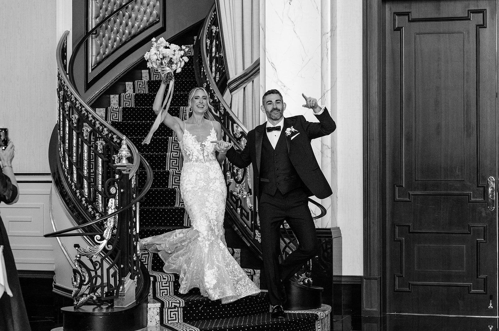 bride and groom enter reception