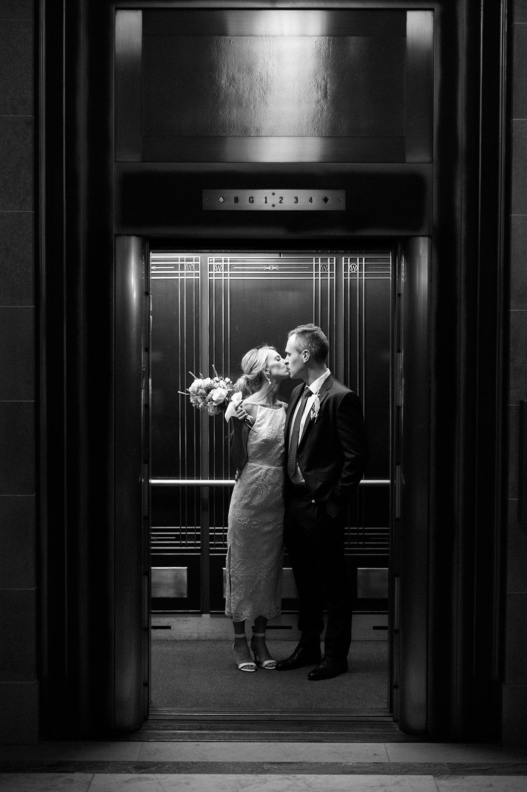 bride and groom at Wisconsin State Capitol in Madison