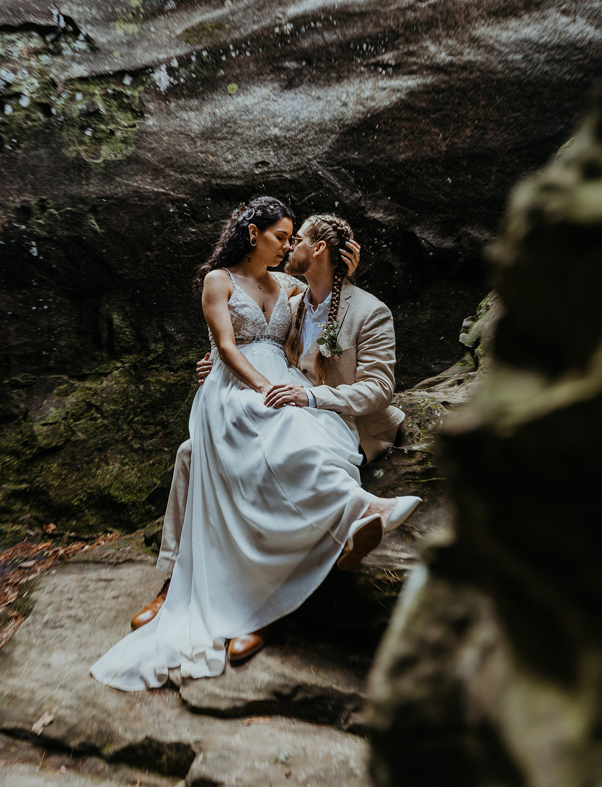 a couple eloping in petit jean state park in Arkansas