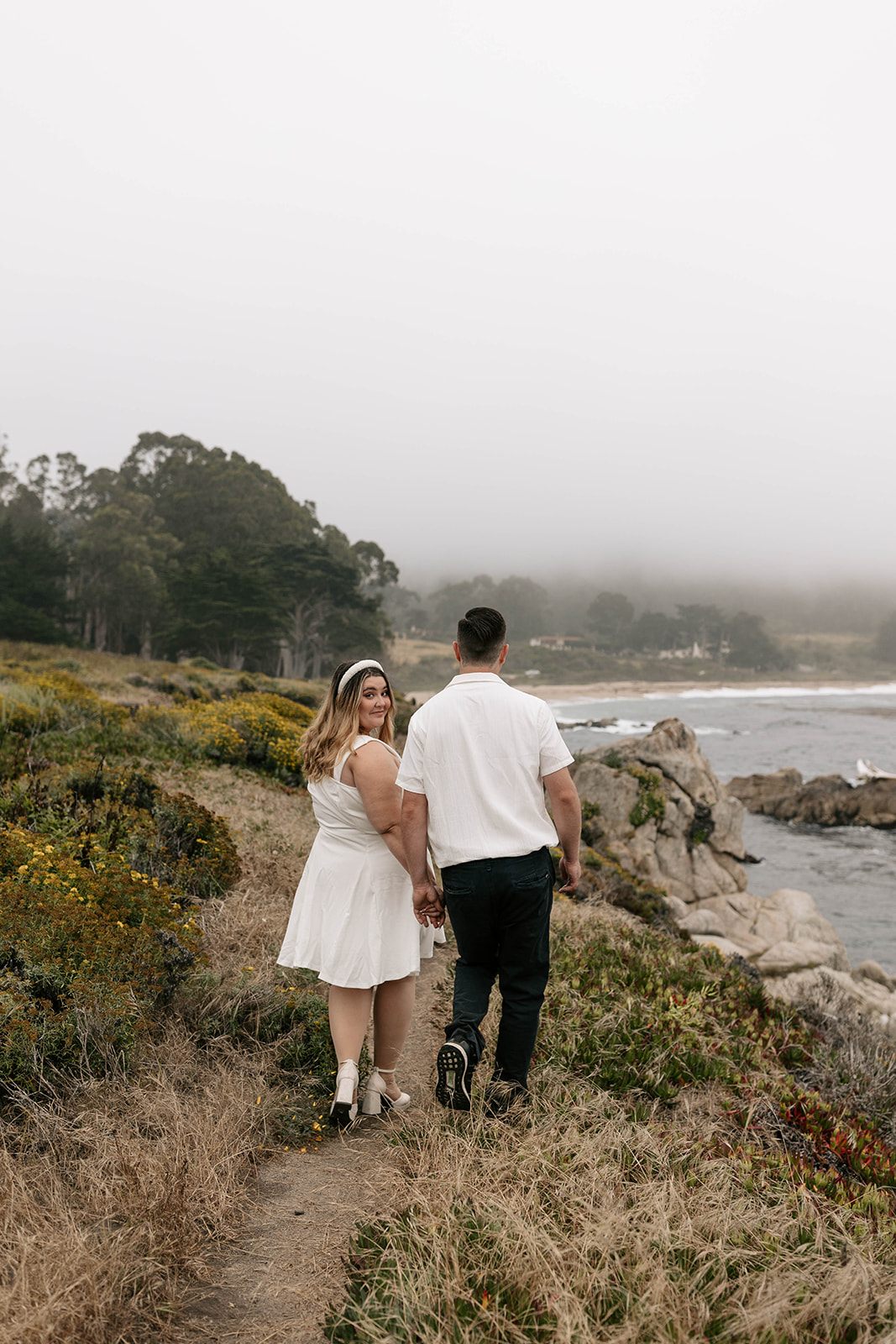 carmel by the sea carmel beach california engagement with dog surprise engagement photoshoot photography ideas cute 