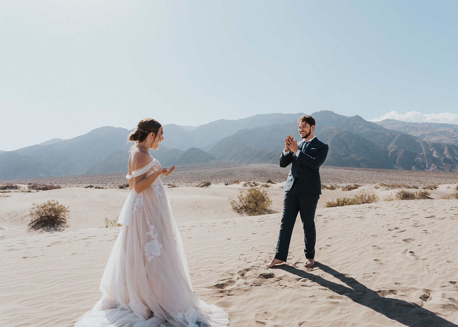 Death Valley elopement couples first look 