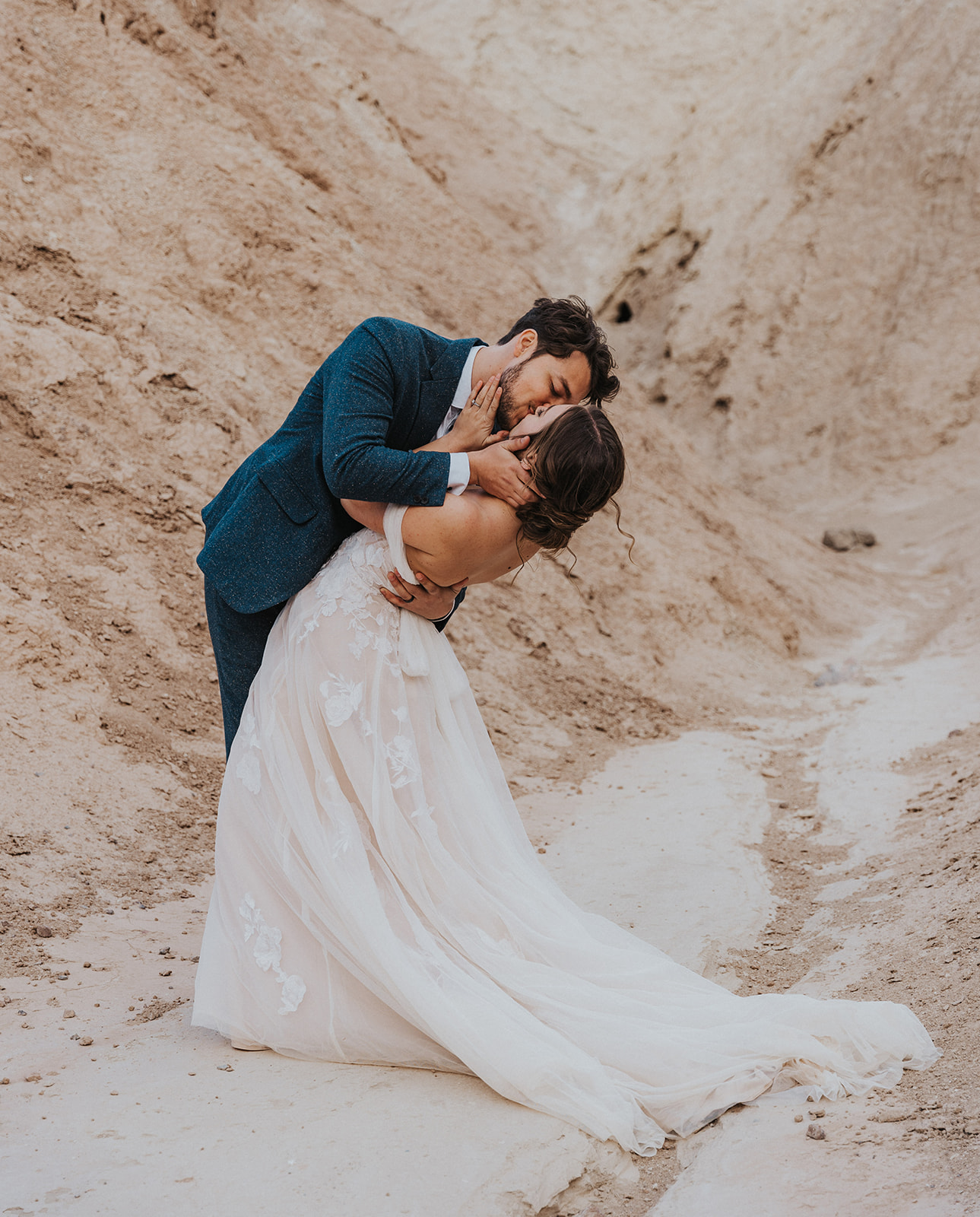 Death Valley elopement first kiss