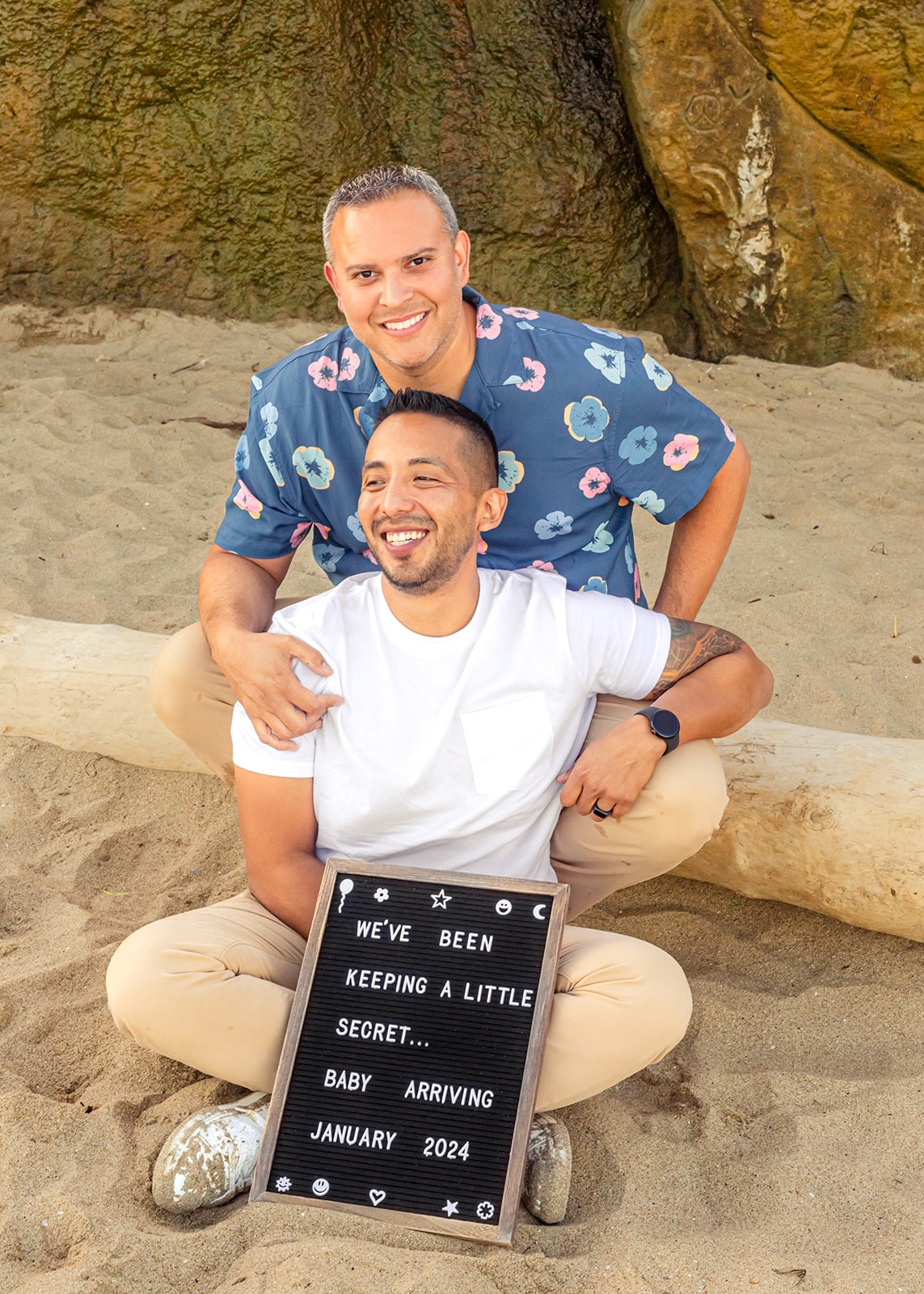 gay couple beach baby announcement