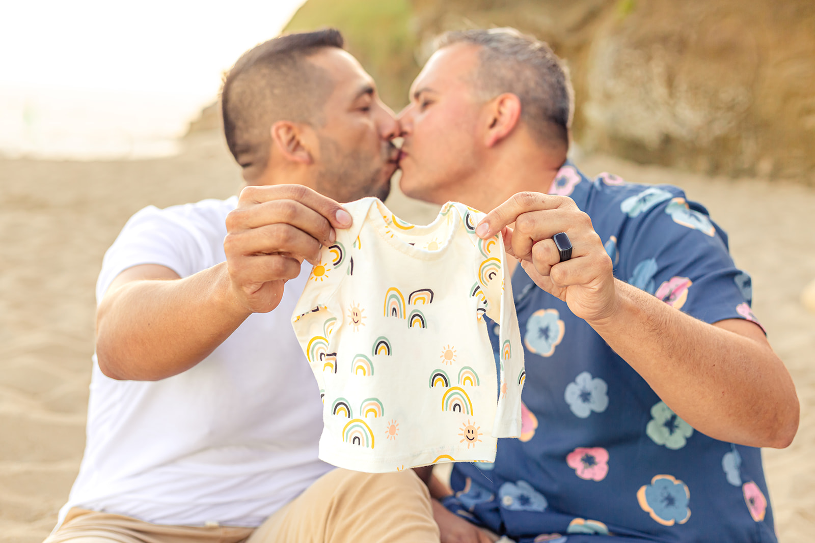 gay couple beach baby announcement