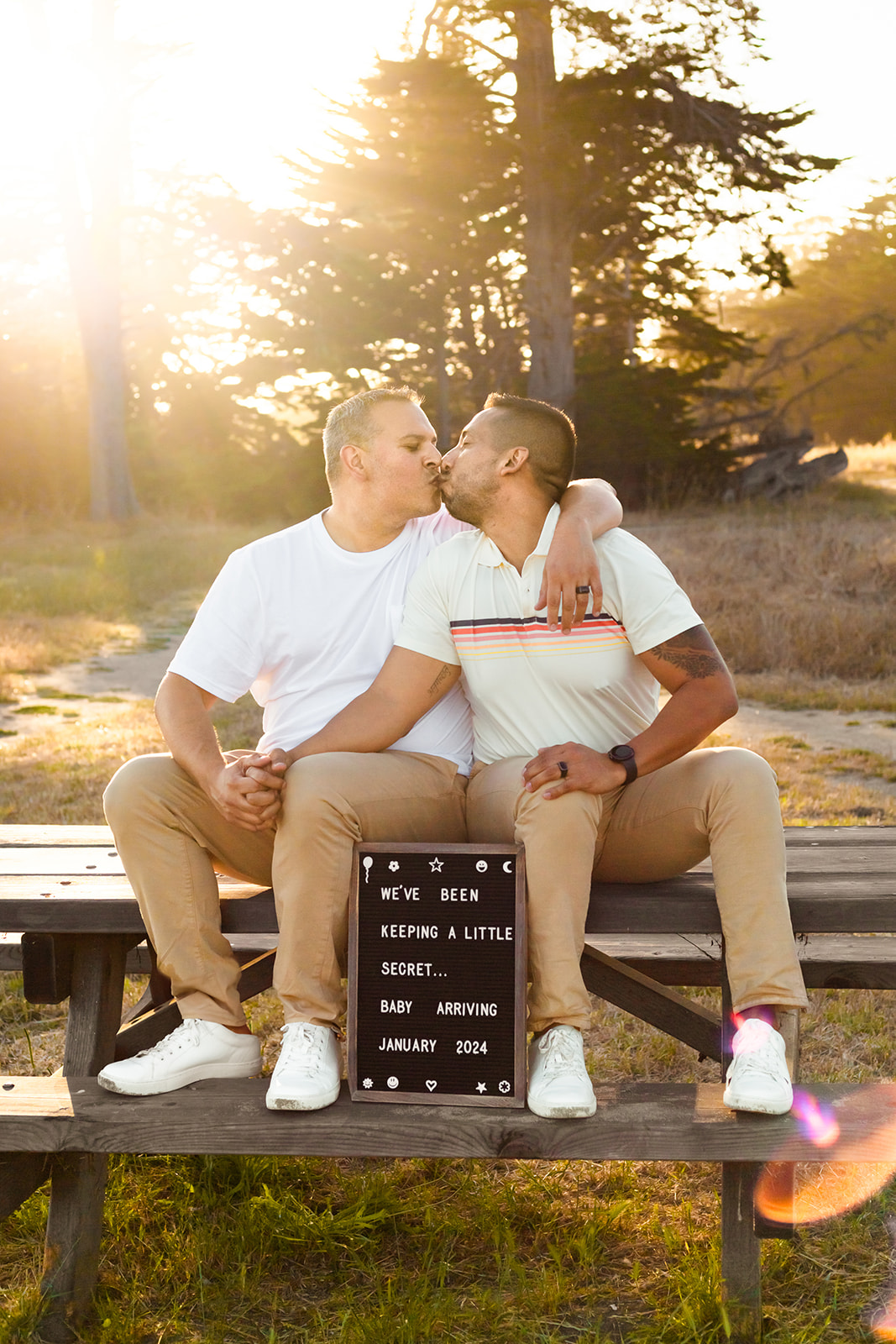 gay couple golden hour baby announcement