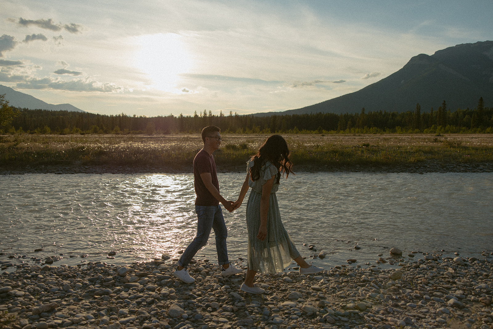 engagement photos in golden bc at sunset