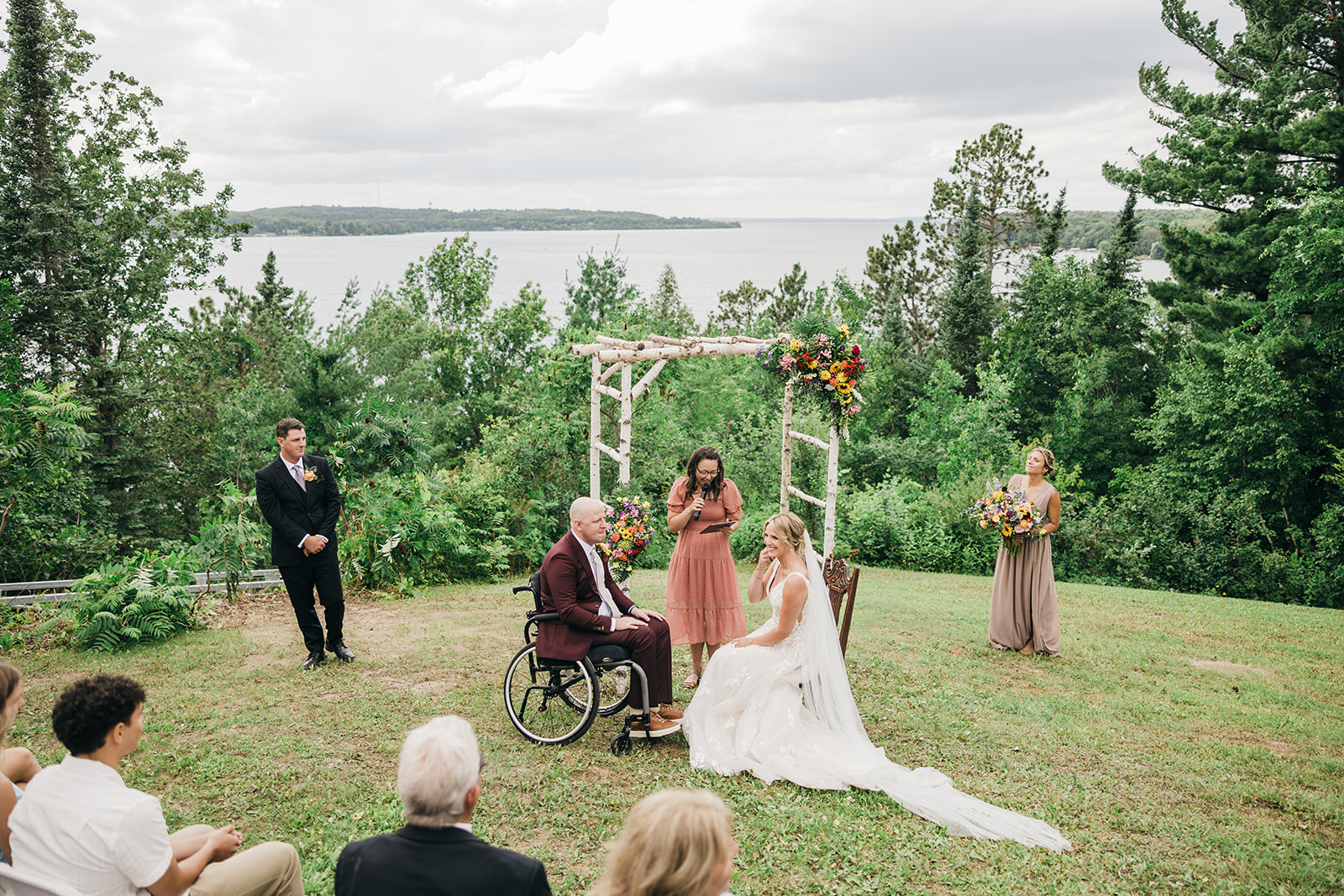Outdoor wedding on leech Lake in northern Minnesota