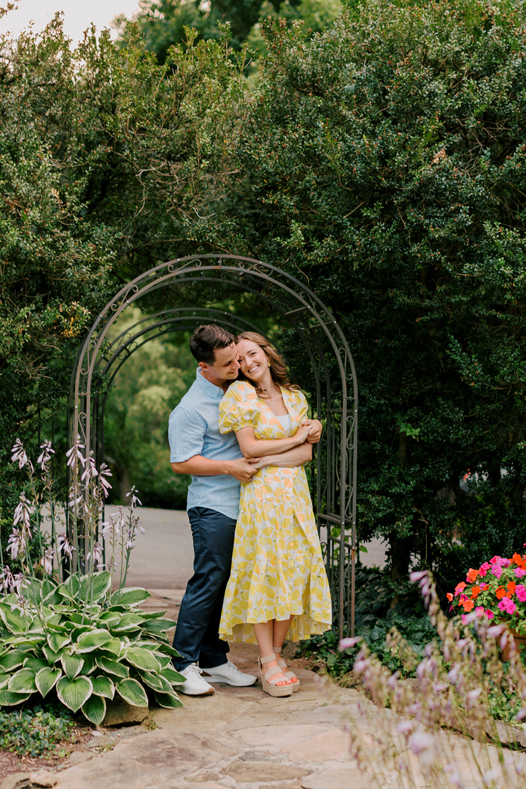 Engagement session in flower garden in Warrenton Virginia