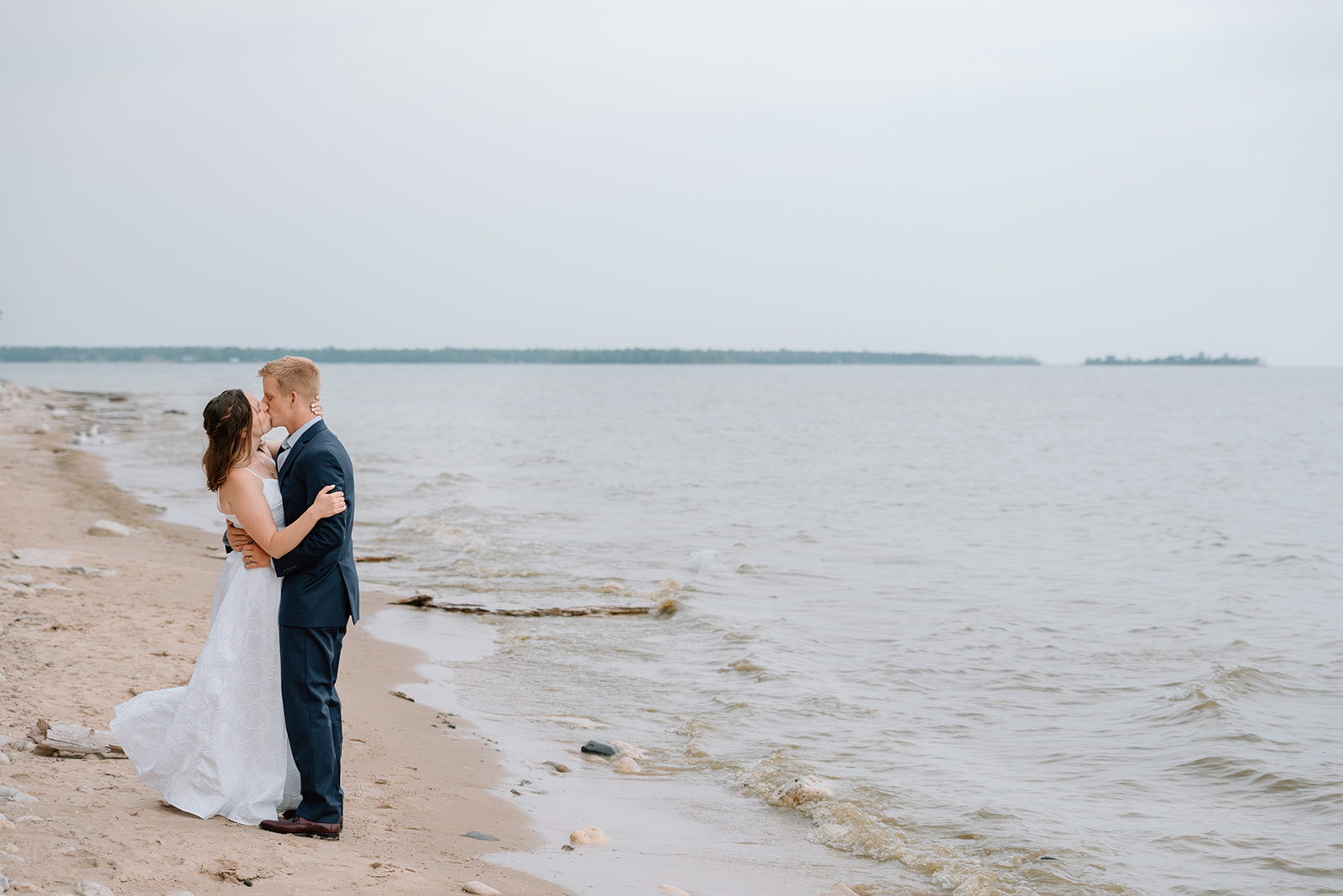 Quiet kiss along the shores of Lake Michigan