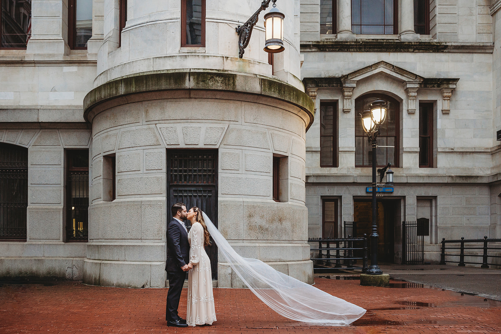 rainy intimate Philadelphia City Hall elopement wedding Pennsylvania fall outdoors classy fun