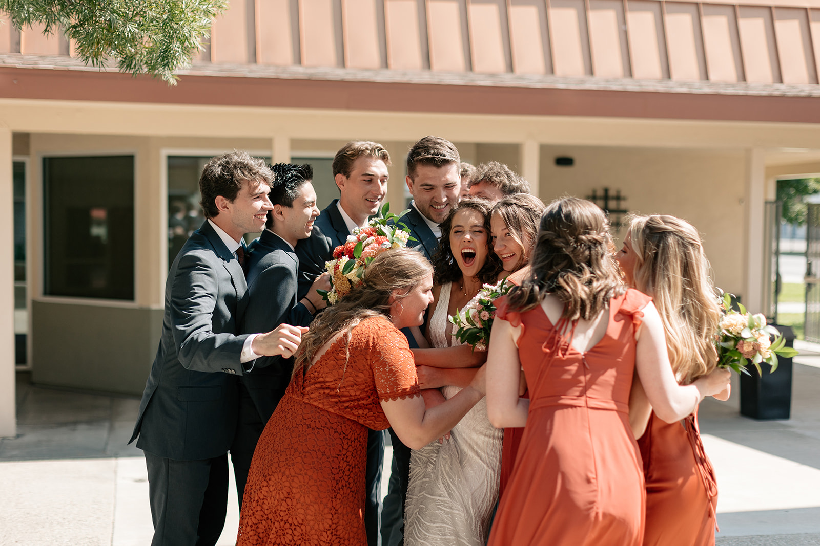 griffith house anaheim california socal orange county wedding auburn bridesmaids dresses mismatched groomsmen tux