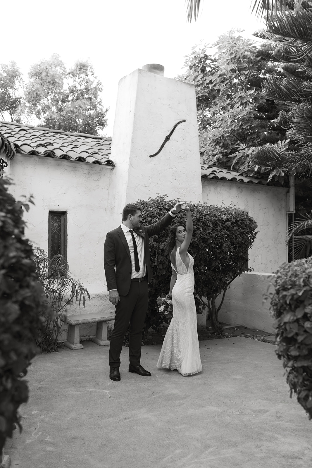 griffith house anaheim california socal orange county wedding bridal portraits editorial black and white pictures 
