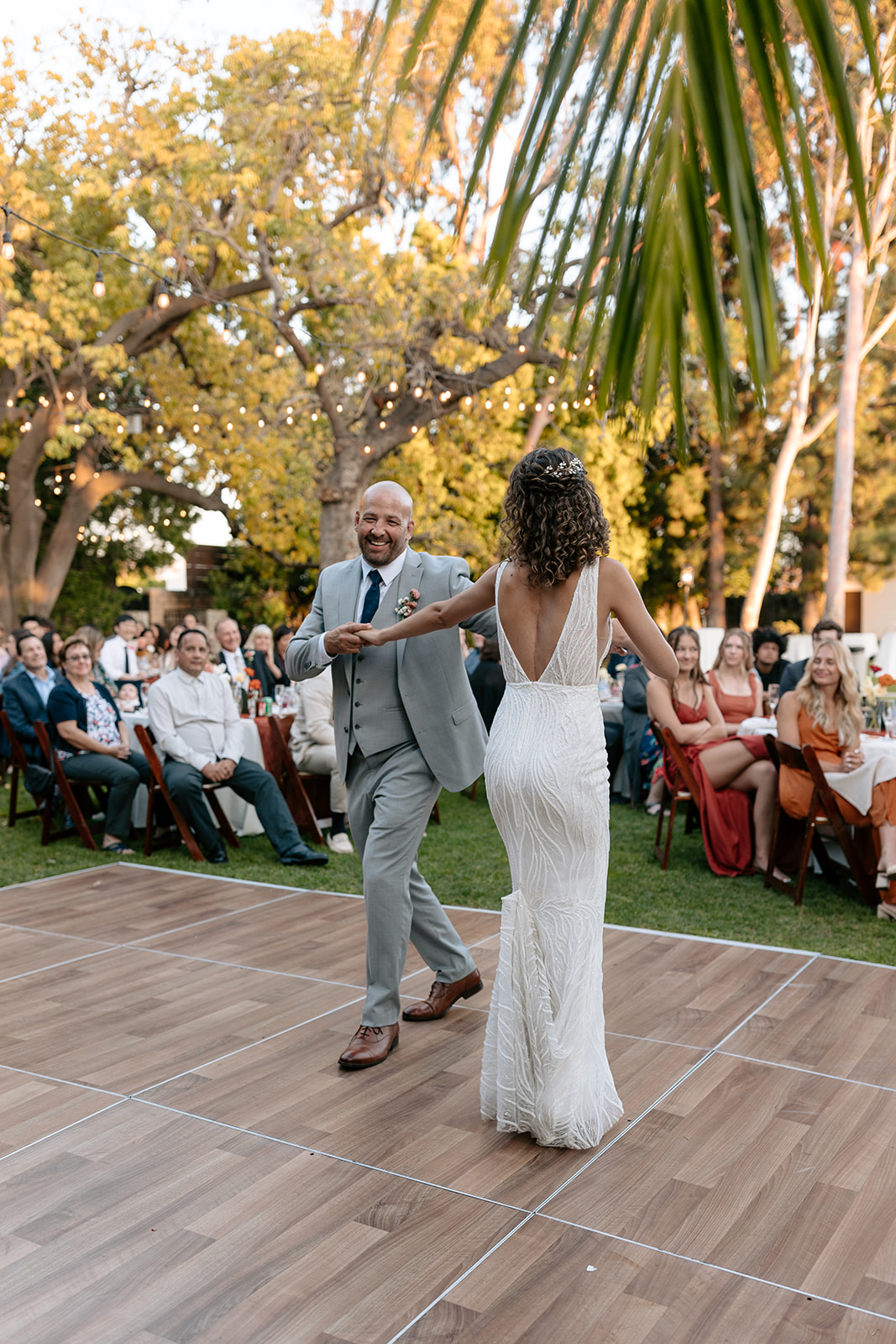 griffith house anaheim california socal orange county wedding first dance father daughter emotional cute grey suit 